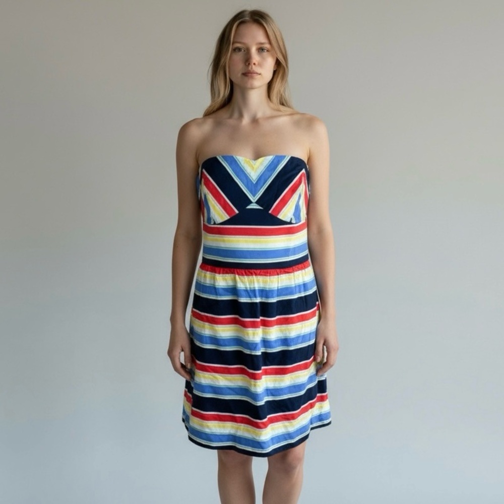 Vineyard Vines Striped Curtain Bluff Strapless Dress